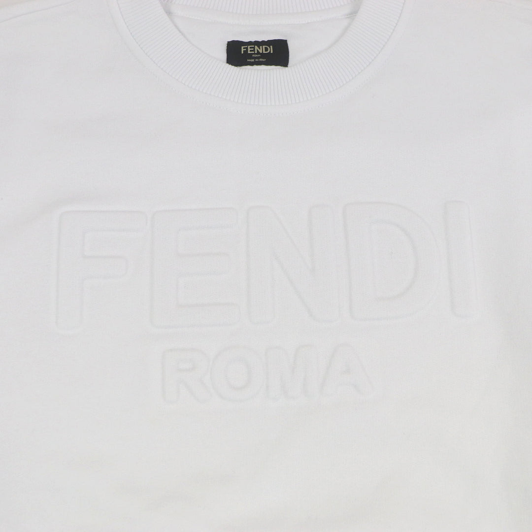 Excellent FENDI sweat Logo embossed sweatshirt white cotton mens XL FY1079