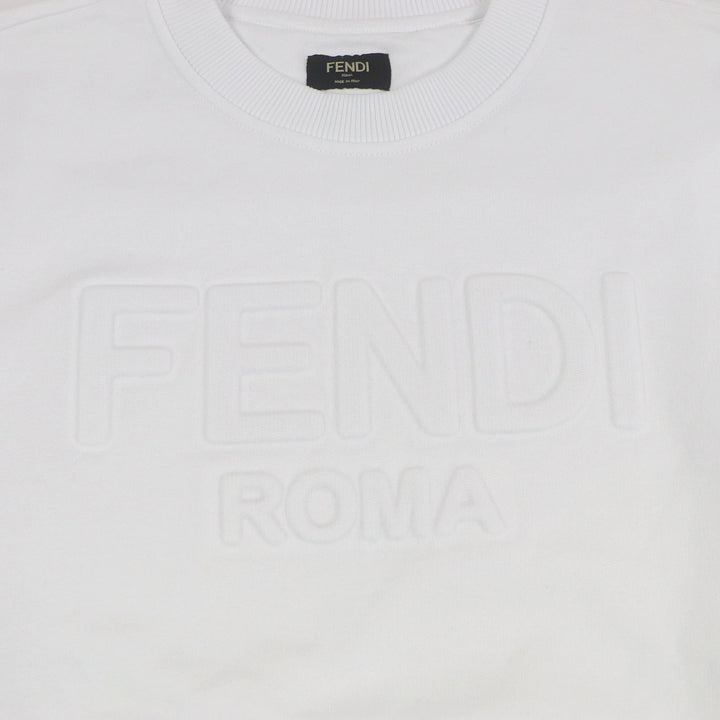 Excellent FENDI sweat Logo embossed sweatshirt white cotton mens XL FY1079