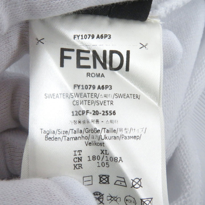 Excellent FENDI sweat Logo embossed sweatshirt white cotton mens XL FY1079