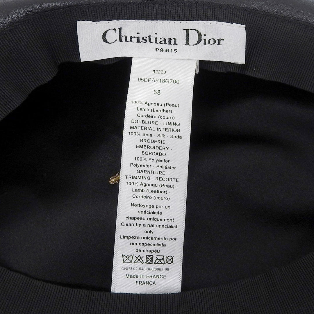 Great Christian Dior Casquette black Lamb leather Women 58 05DPA918G700