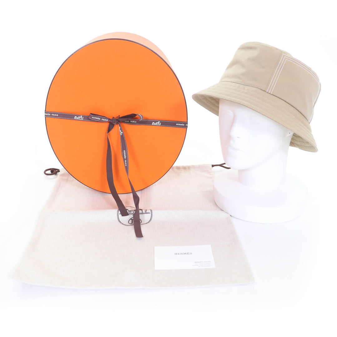 Pristine HERMES hat Fred Stitch Embroidered H bucket hat cotton mens