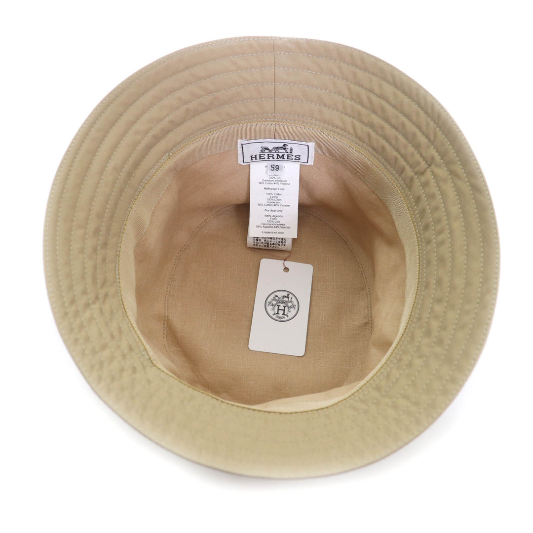 Pristine HERMES hat Fred Stitch Embroidered H bucket hat cotton mens
