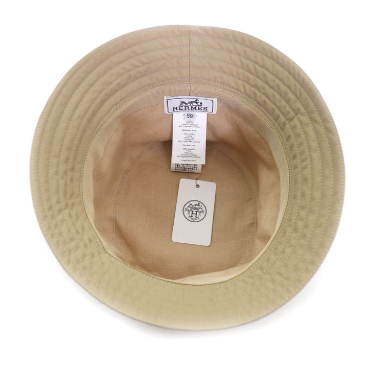Pristine HERMES hat Fred Stitch Embroidered H bucket hat cotton mens
