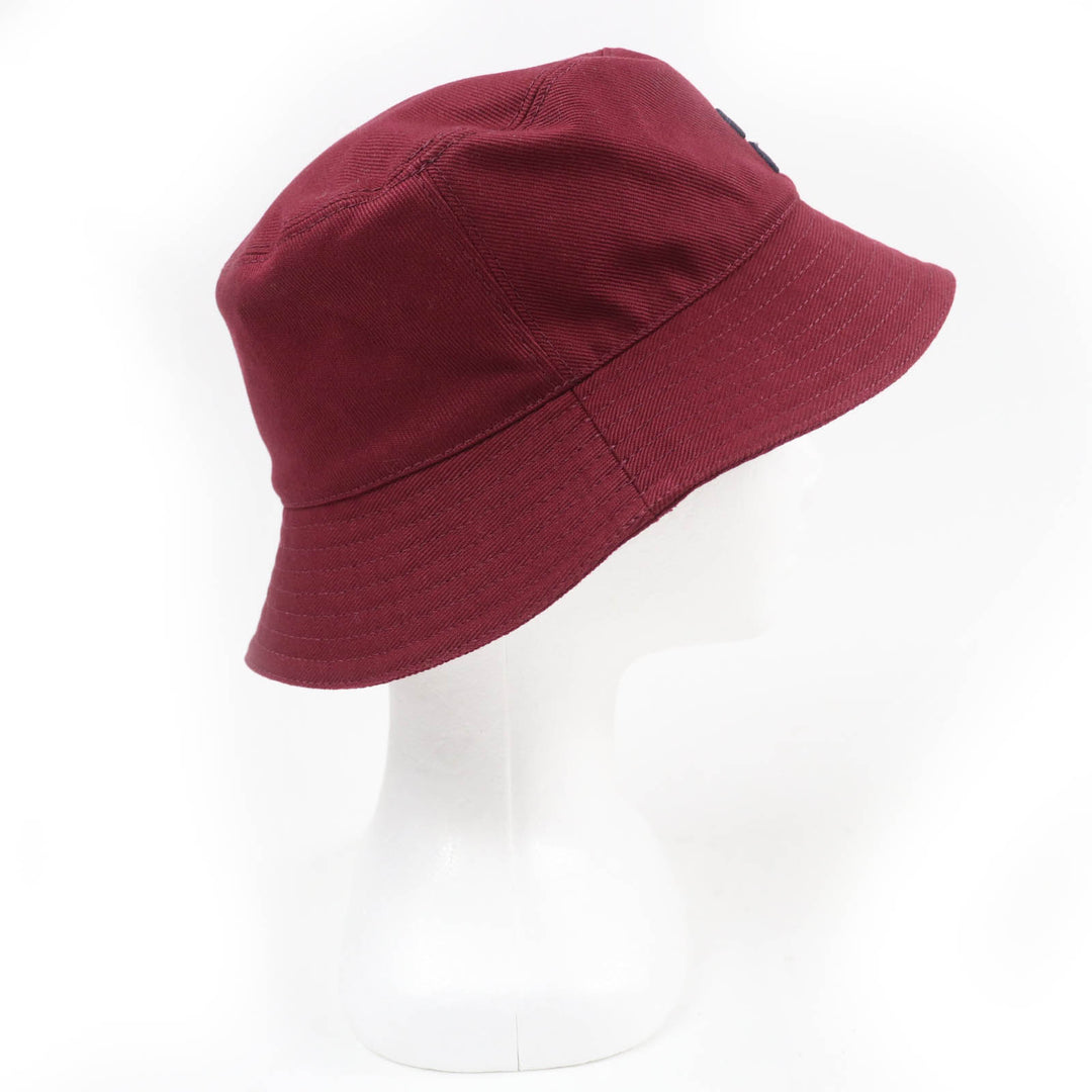 Excellent MIUMIU hat Embroidered logo bucket hat Bordeaux cotton Women M 5HC196