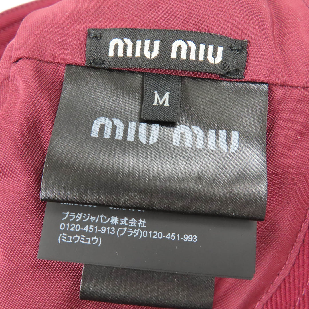 Excellent MIUMIU hat Embroidered logo bucket hat Bordeaux cotton Women M 5HC196