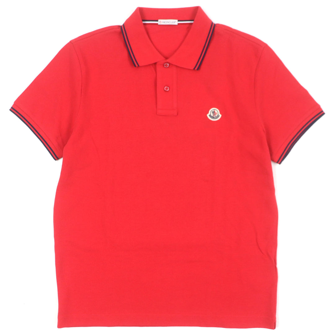 Pristine MONCLER Short sleeve polo shirt Logo button Patch Short sleeve Red
