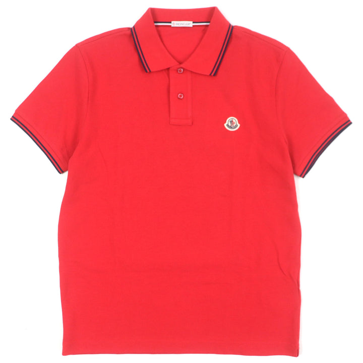 Pristine MONCLER Short sleeve polo shirt Logo button Patch Short sleeve Red