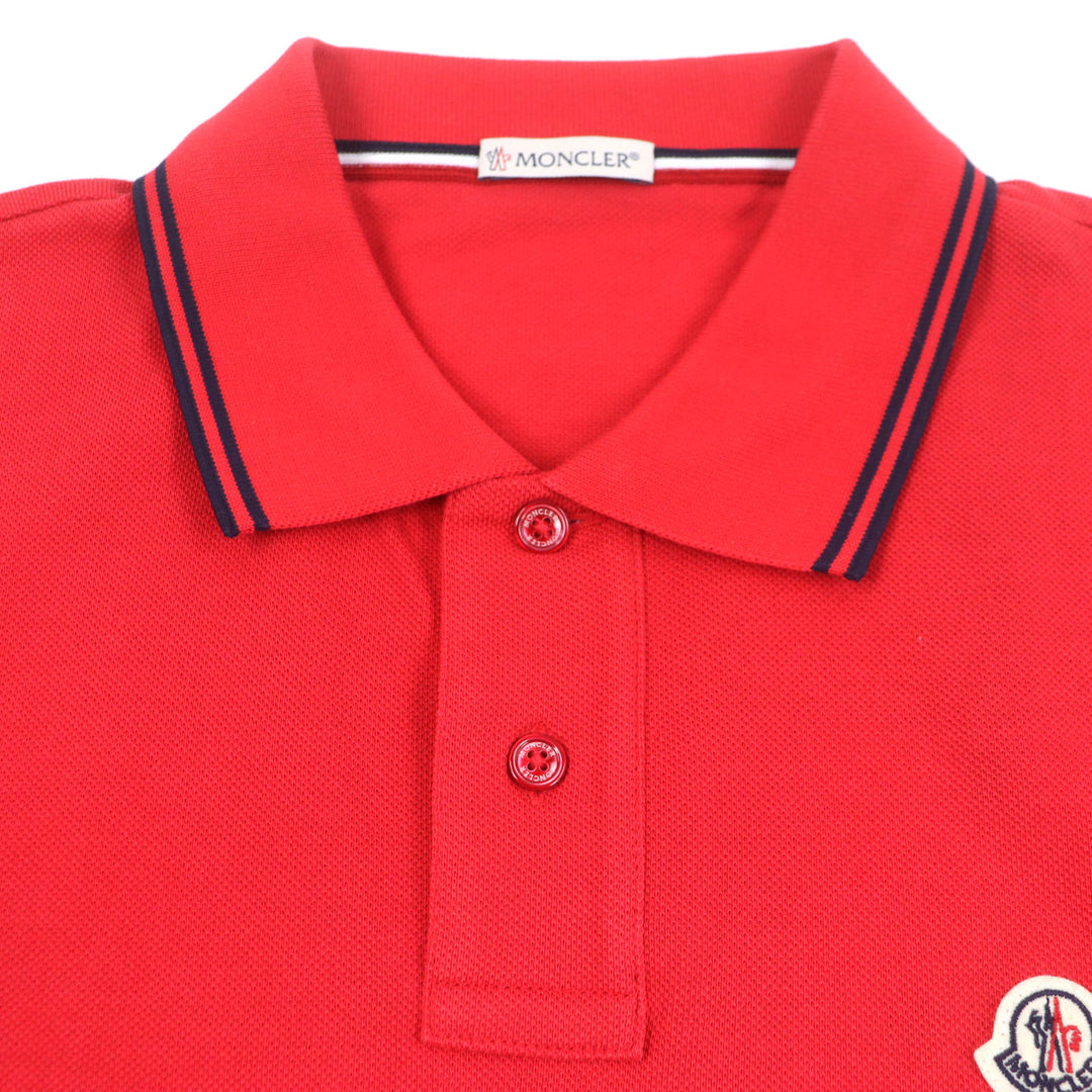 Pristine MONCLER Short sleeve polo shirt Logo button Patch Short sleeve Red