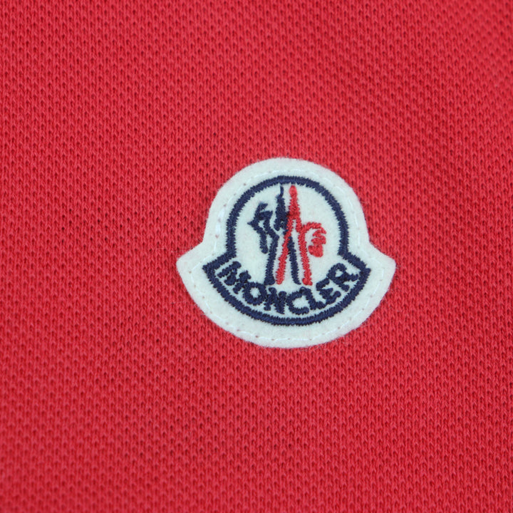 Pristine MONCLER Short sleeve polo shirt Logo button Patch Short sleeve Red