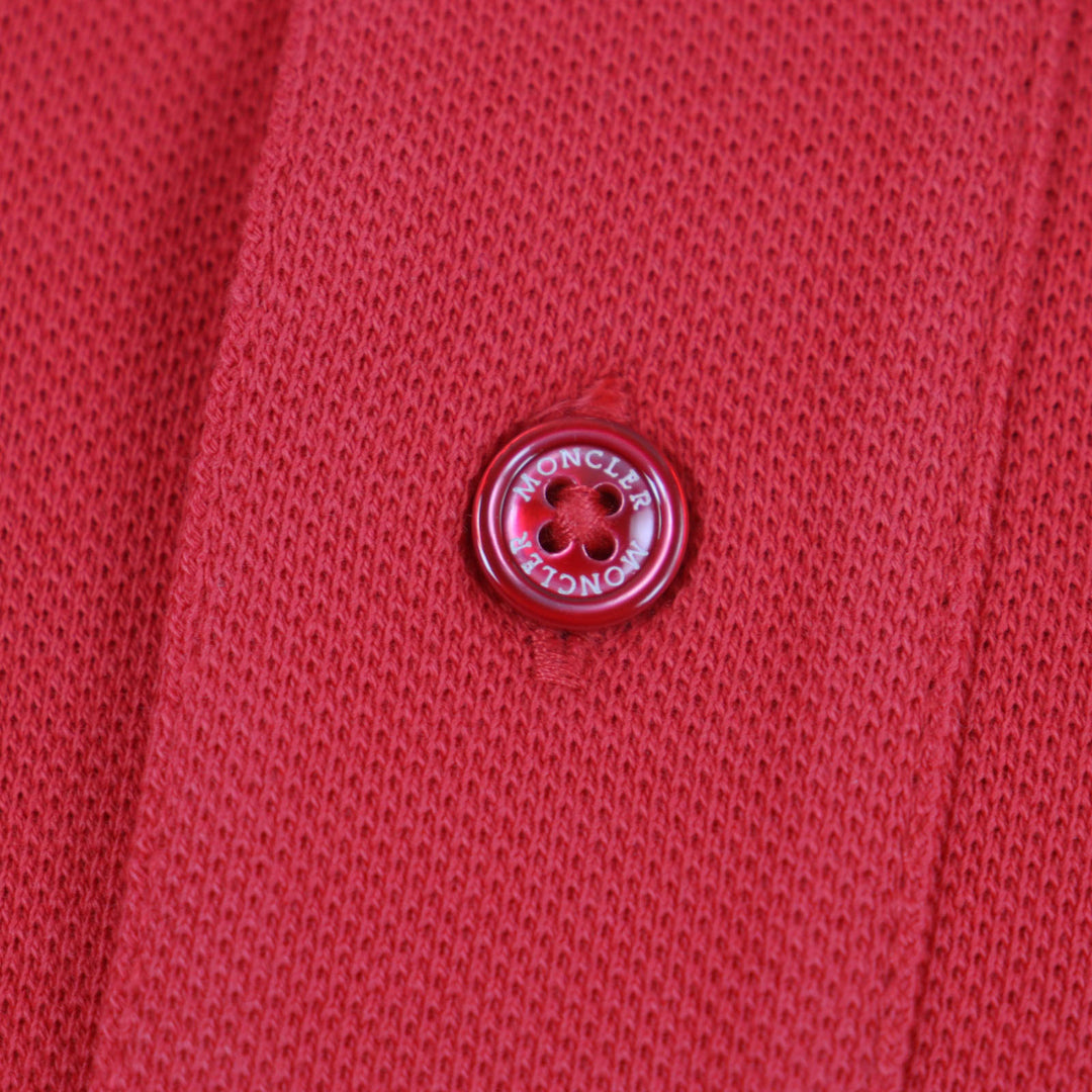 Pristine MONCLER Short sleeve polo shirt Logo button Patch Short sleeve Red
