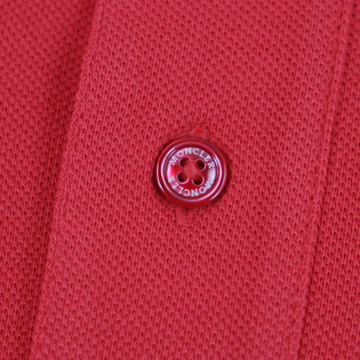 Pristine MONCLER Short sleeve polo shirt Logo button Patch Short sleeve Red