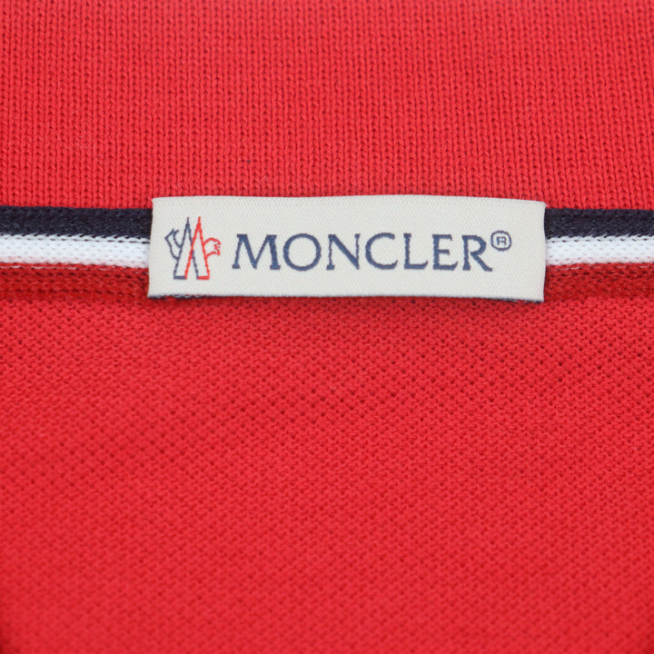 Pristine MONCLER Short sleeve polo shirt Logo button Patch Short sleeve Red