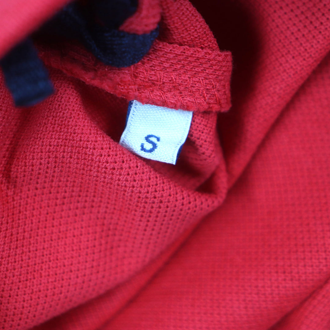 Pristine MONCLER Short sleeve polo shirt Logo button Patch Short sleeve Red