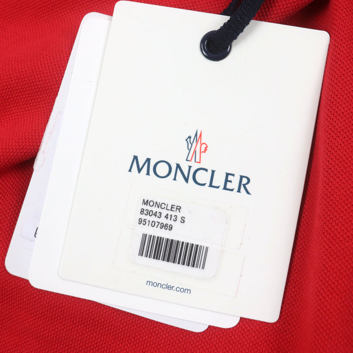 Pristine MONCLER Short sleeve polo shirt Logo button Patch Short sleeve Red