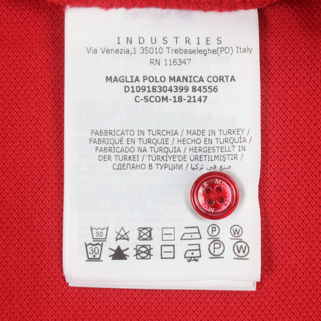 Pristine MONCLER Short sleeve polo shirt Logo button Patch Short sleeve Red