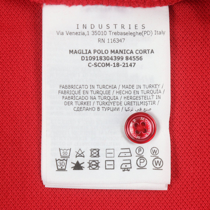 Pristine MONCLER Short sleeve polo shirt Logo button Patch Short sleeve Red