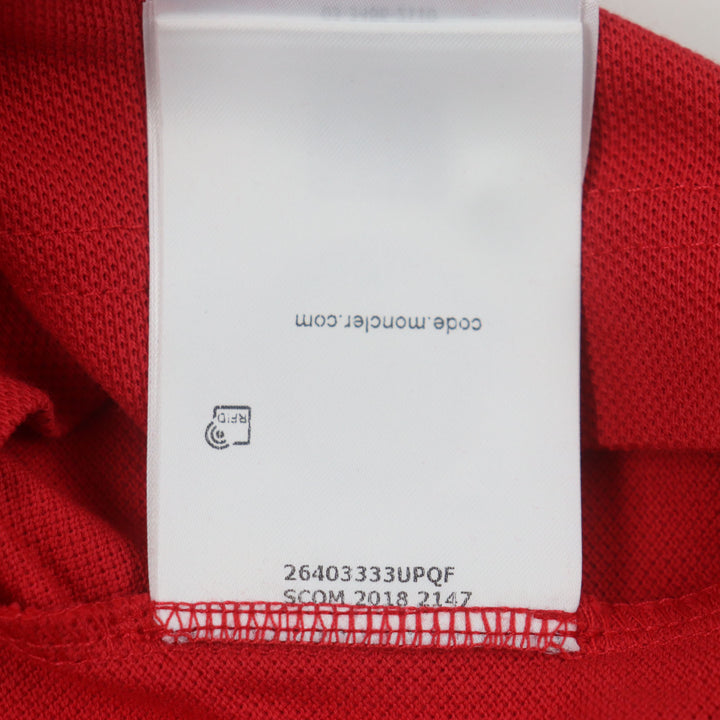 Pristine MONCLER Short sleeve polo shirt Logo button Patch Short sleeve Red