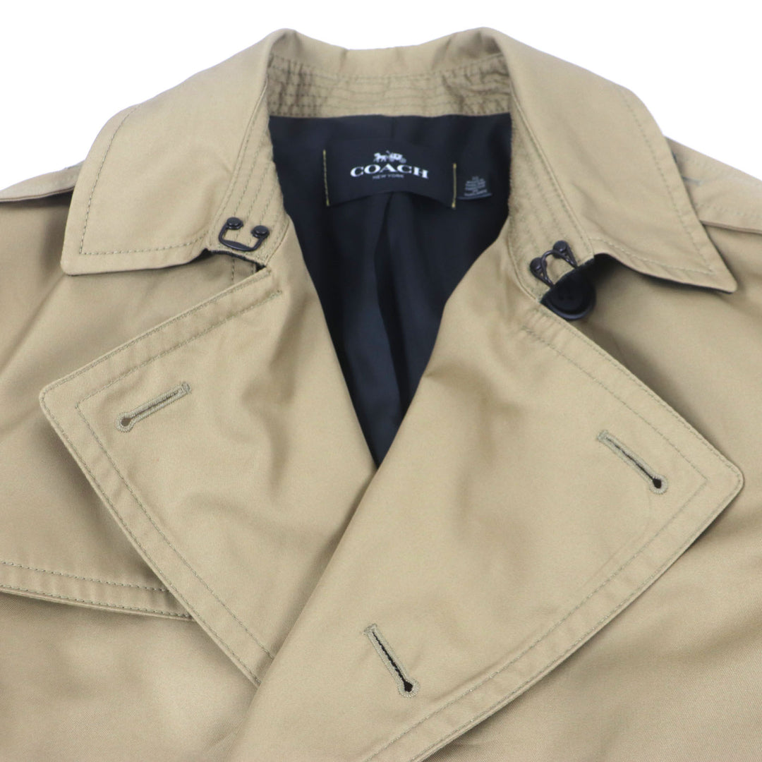 Excellent COACH trench coat Logo button Lamb leather Camel cotton mens XS F33778