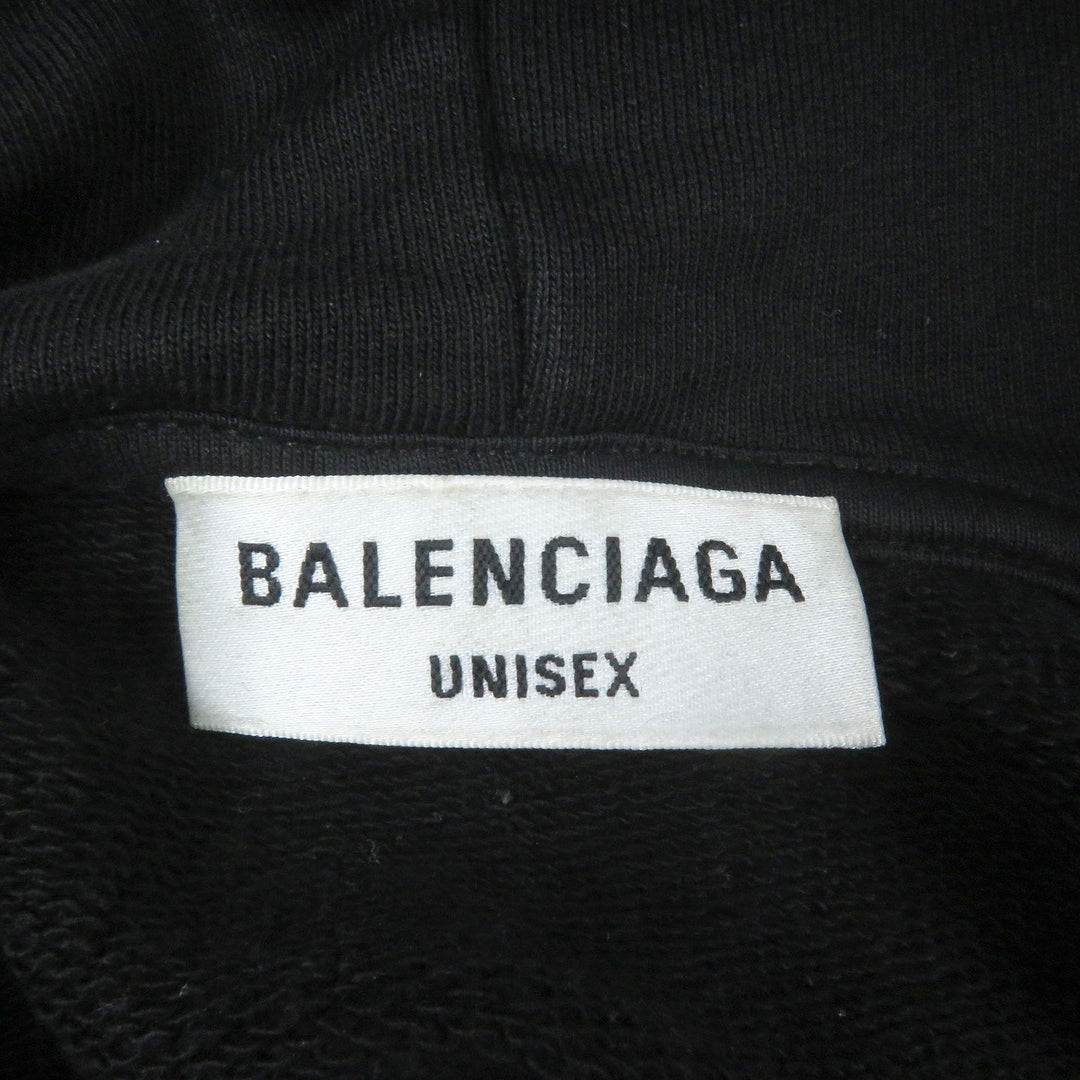 Great BALENCIAGA hoodie BB logo rhinestone pullover black cotton mens XS 578135