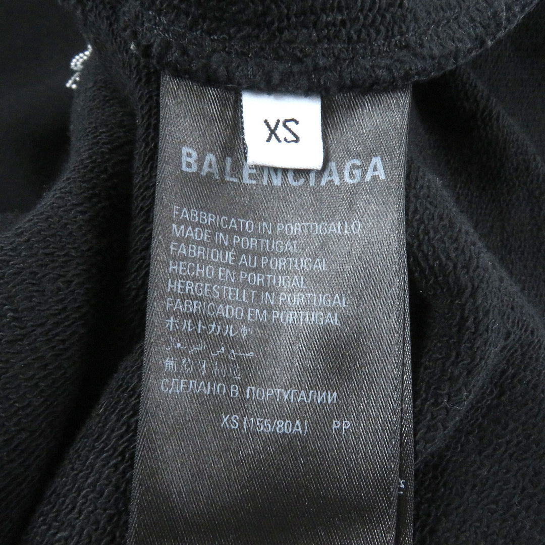 Great BALENCIAGA hoodie BB logo rhinestone pullover black cotton mens XS 578135
