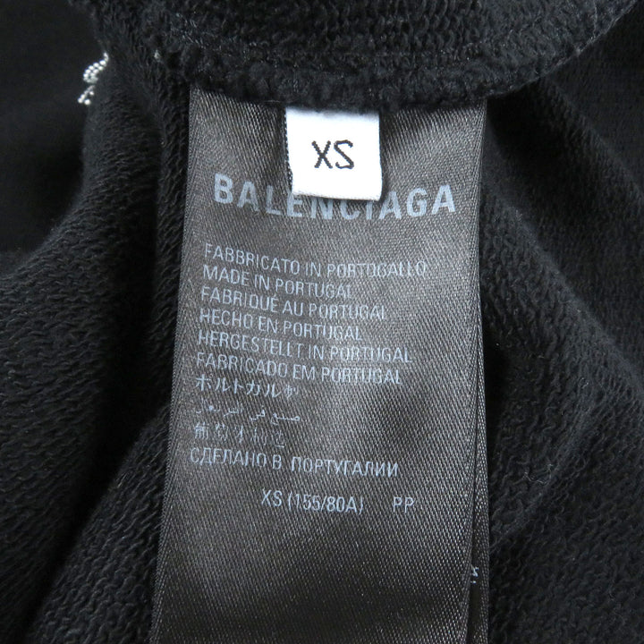 Great BALENCIAGA hoodie BB logo rhinestone pullover black cotton mens XS 578135