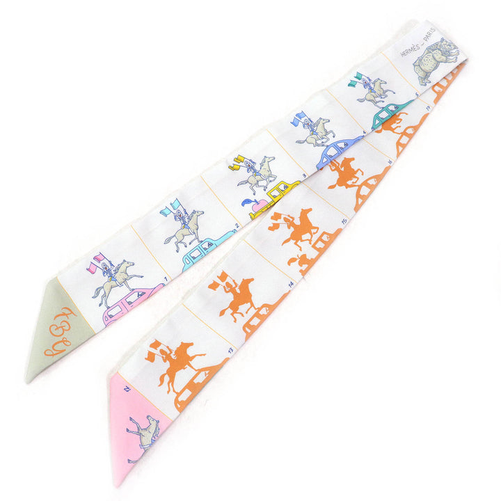 Pristine HERMES scarf HERMES PARADE Twilly silk Women 064150S 07