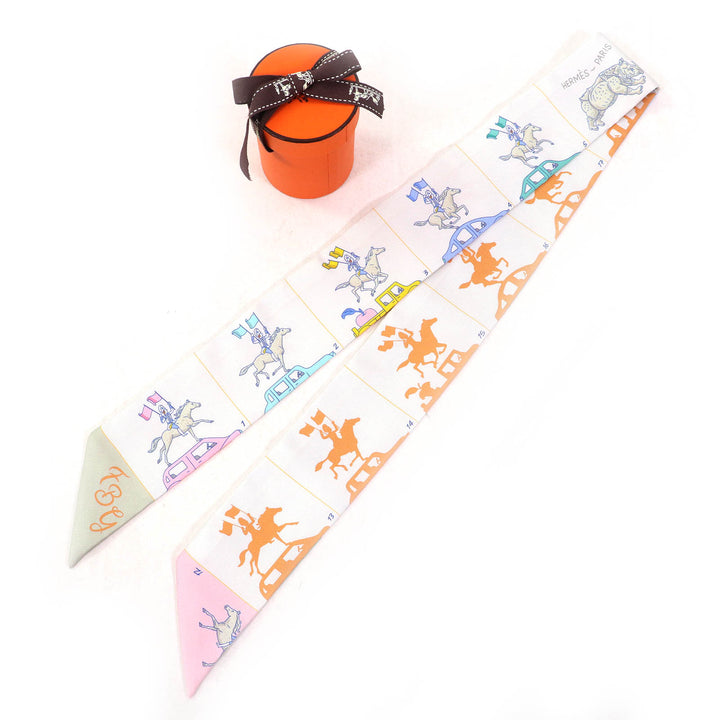 Pristine HERMES scarf HERMES PARADE Twilly silk Women 064150S 07