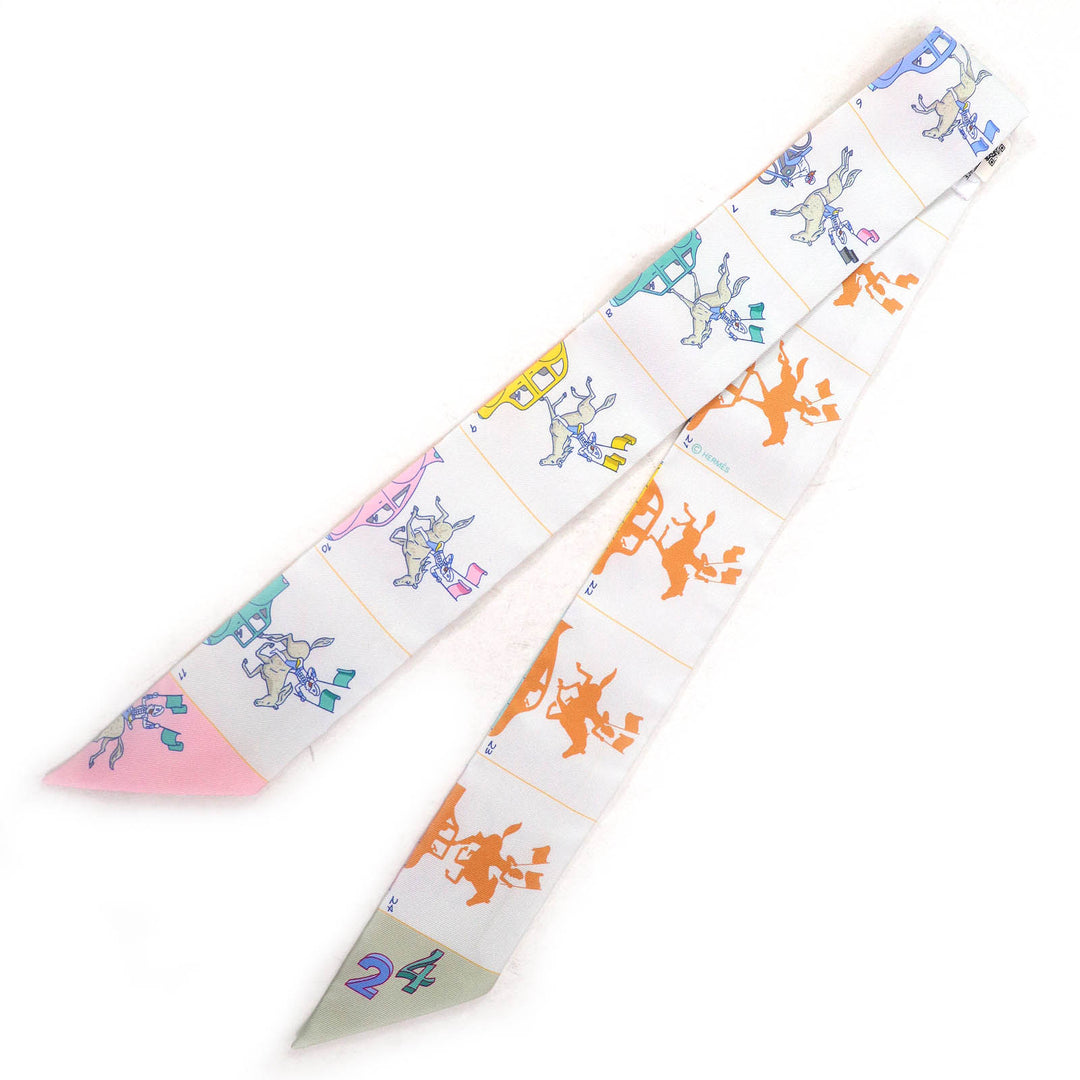 Pristine HERMES scarf HERMES PARADE Twilly silk Women 064150S 07