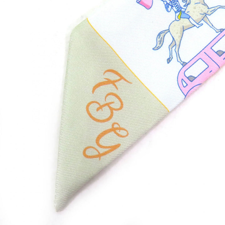 Pristine HERMES scarf HERMES PARADE Twilly silk Women 064150S 07