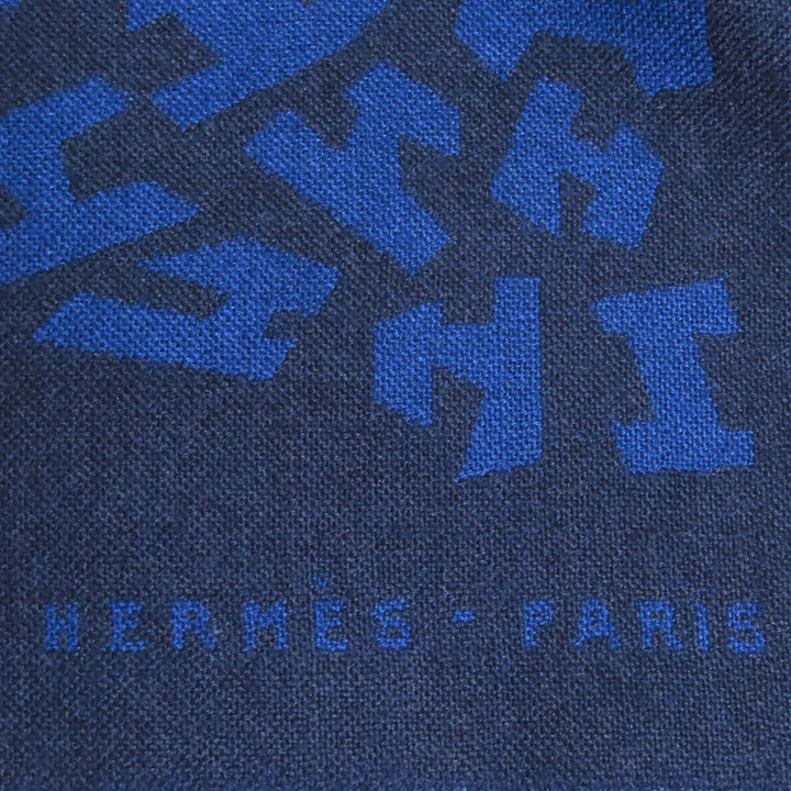 Great HERMES shawl Navy black cashmere Women