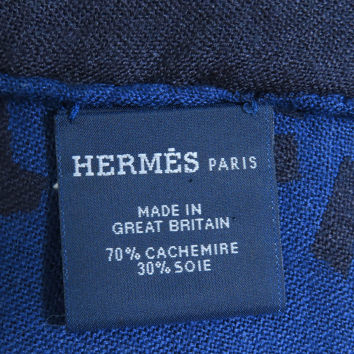 Great HERMES shawl Navy black cashmere Women