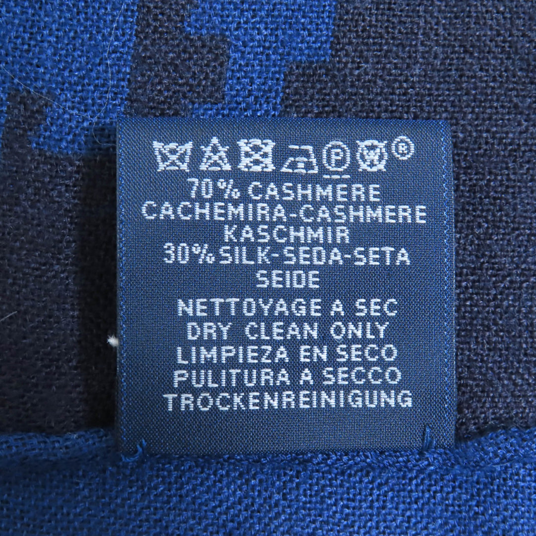 Great HERMES shawl Navy black cashmere Women
