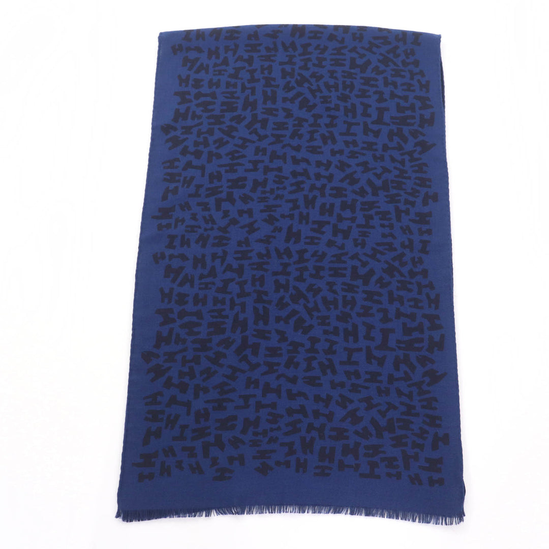 Great HERMES shawl Navy black cashmere Women