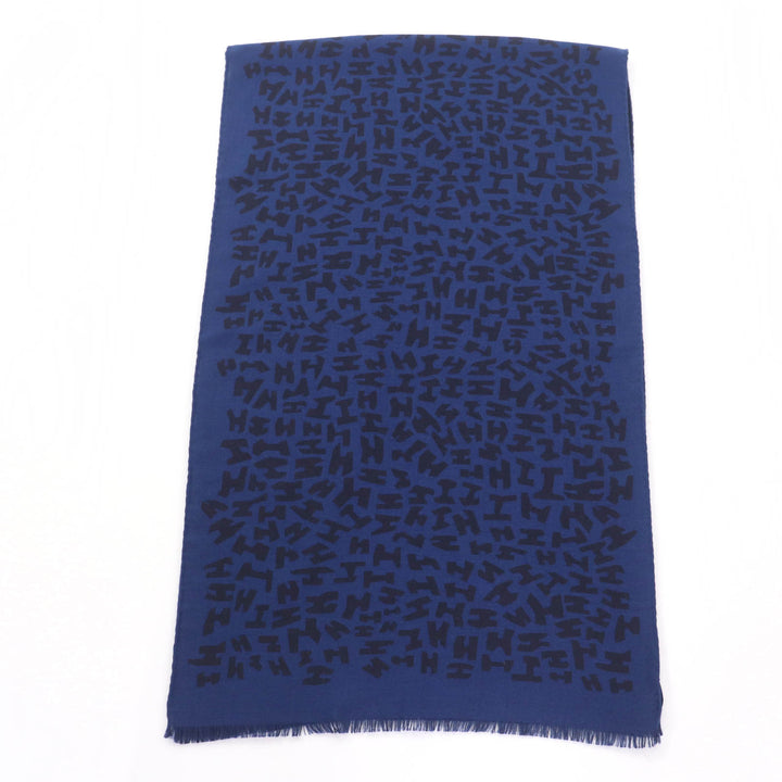 Great HERMES shawl Navy black cashmere Women