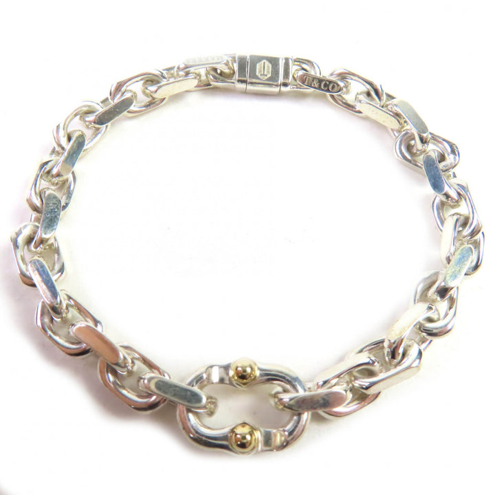Great TIFFANY&Co. bracelet Makers Narrow Chain Bracelet Silver gold SV925 Women