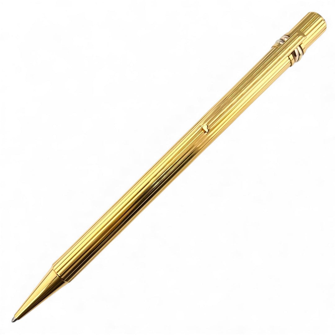 Great Cartier Ballpoint pen Trinity Do Stripe Pattern Twist Type gold mens