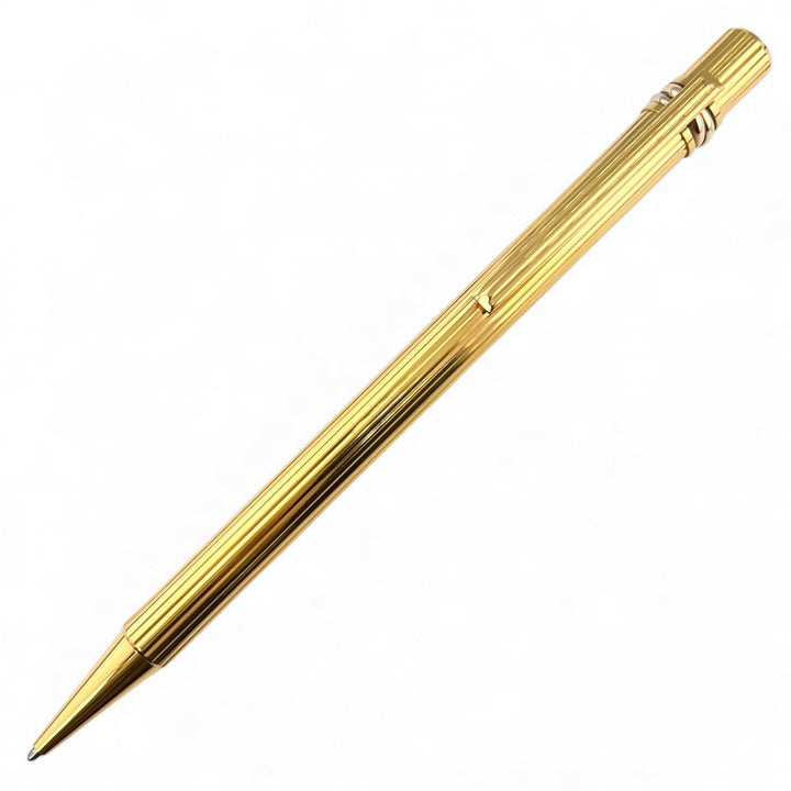 Great Cartier Ballpoint pen Trinity Do Stripe Pattern Twist Type gold mens