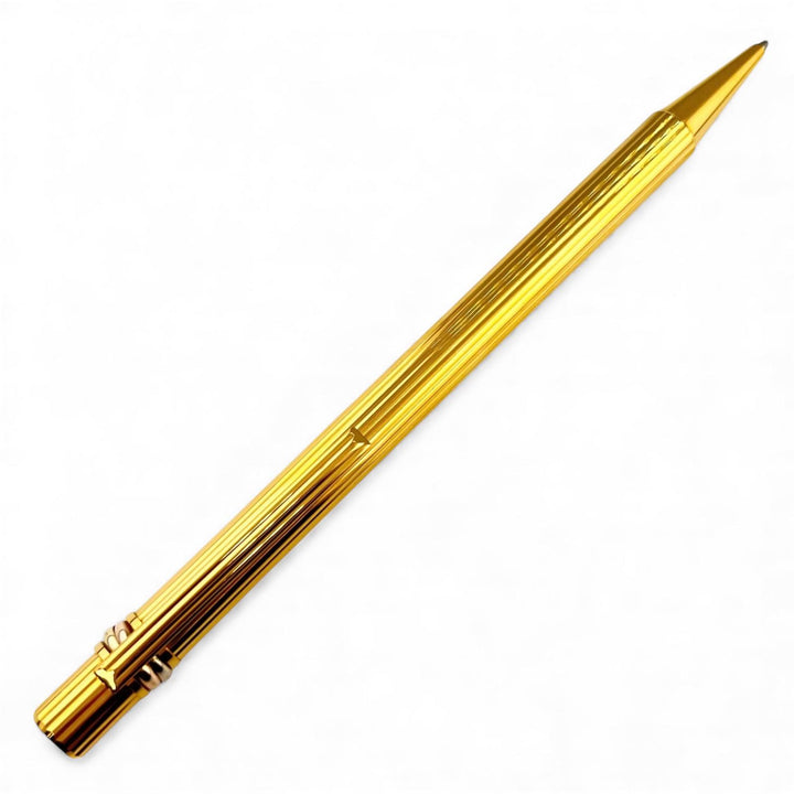 Great Cartier Ballpoint pen Trinity Do Stripe Pattern Twist Type gold mens