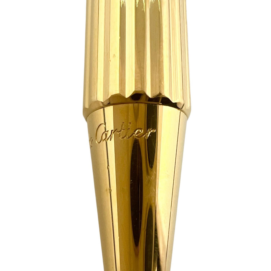 Great Cartier Ballpoint pen Trinity Do Stripe Pattern Twist Type gold mens