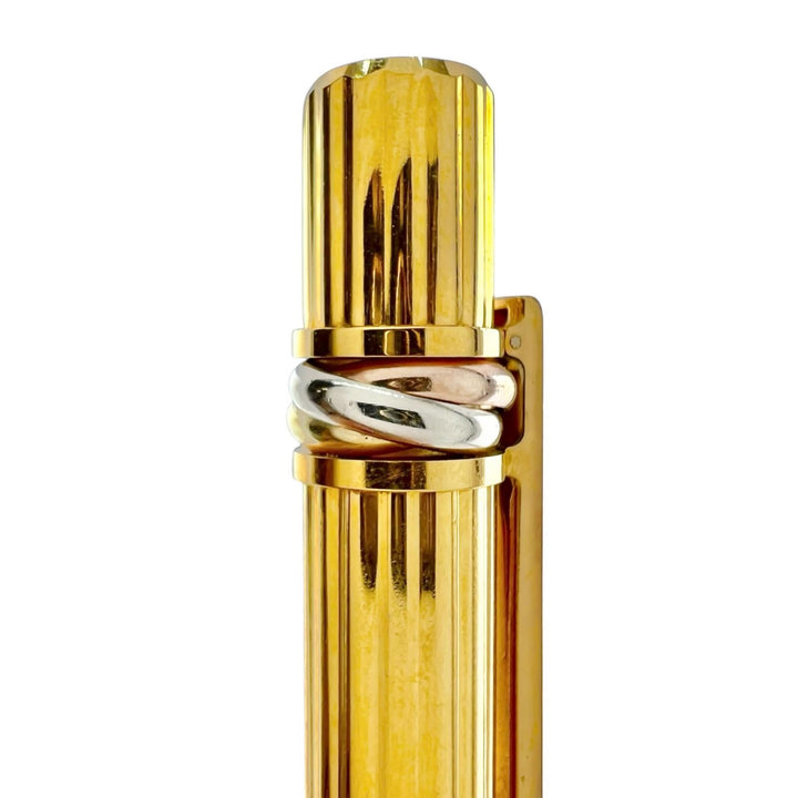 Great Cartier Ballpoint pen Trinity Do Stripe Pattern Twist Type gold mens