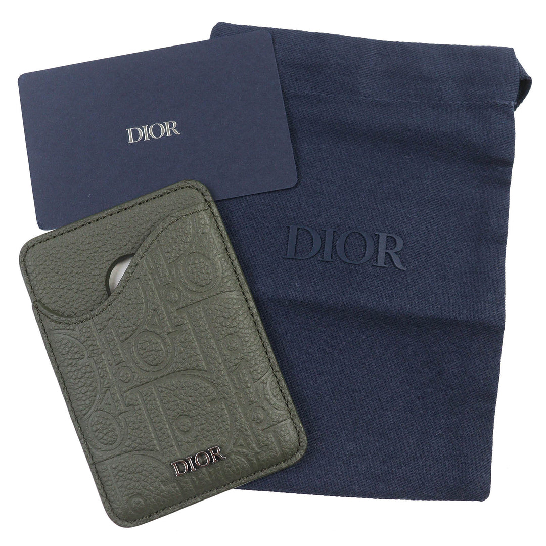 Excellent DIOR Card Case SADDLE Logo Magnet Gravity Leather Card Holder khaki 2ADCH168FLG