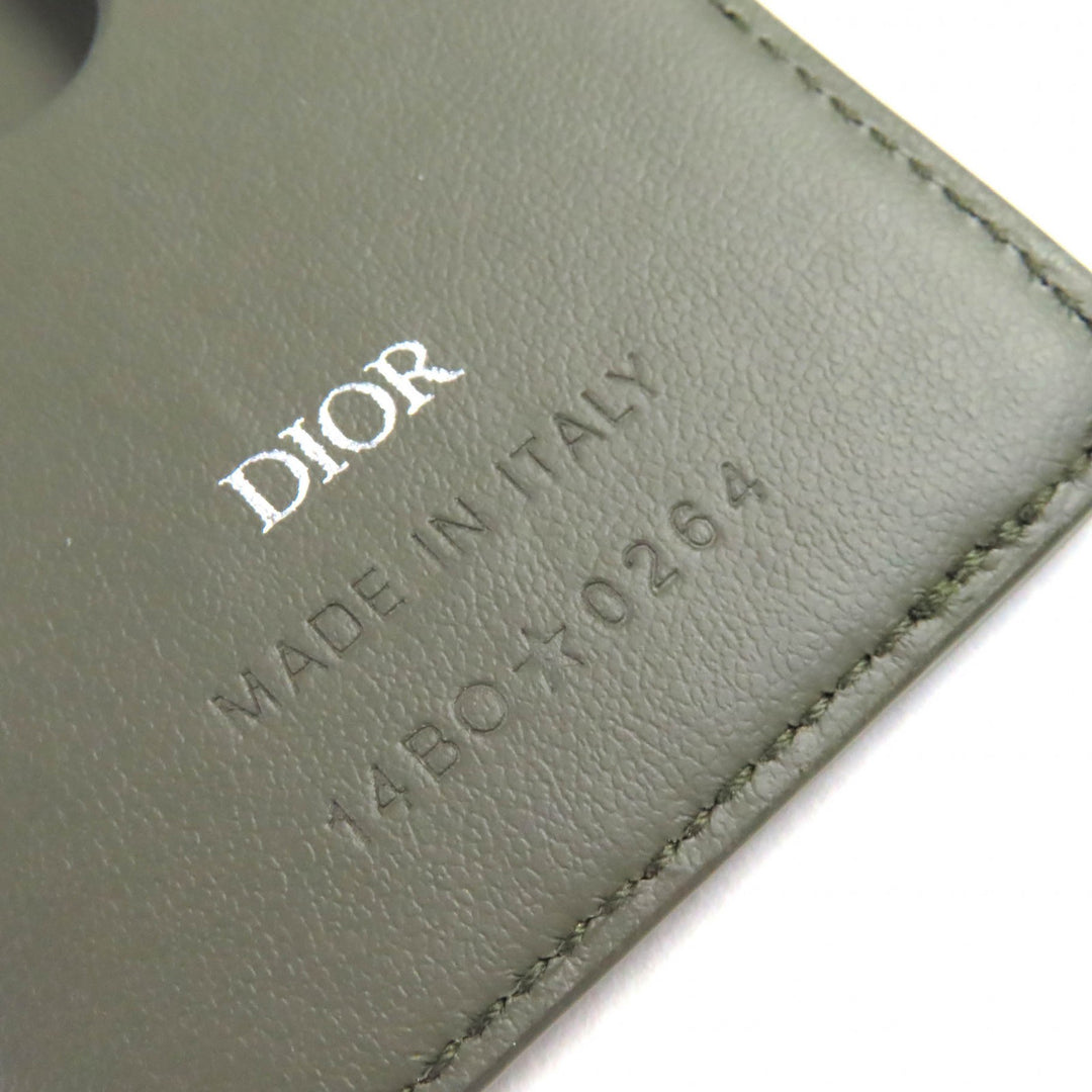 Excellent DIOR Card Case SADDLE Logo Magnet Gravity Leather Card Holder khaki 2ADCH168FLG