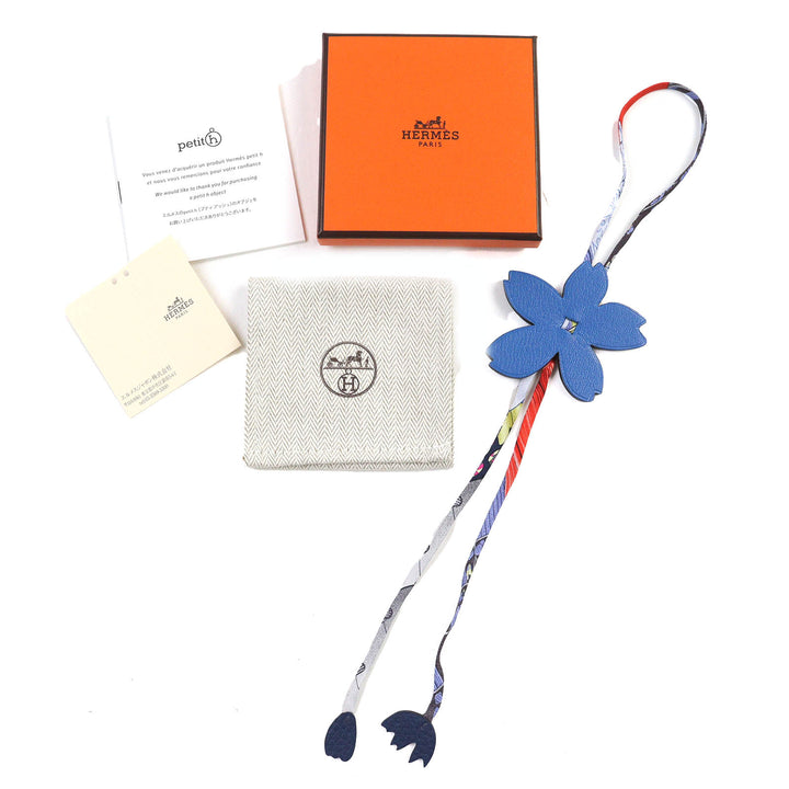 Great HERMES Bag charm Petit H Sakura Cherry Blossoms Taurillon Clemence Leather Women