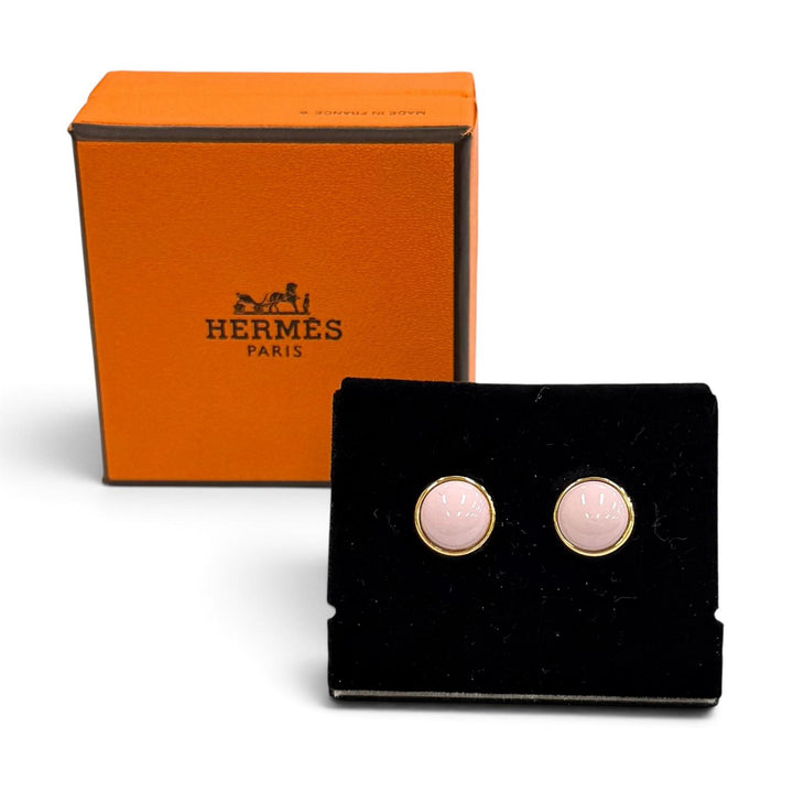 Excellent HERMES Pierce Eclipse H-post Diameter 0.4"" pink ー Women