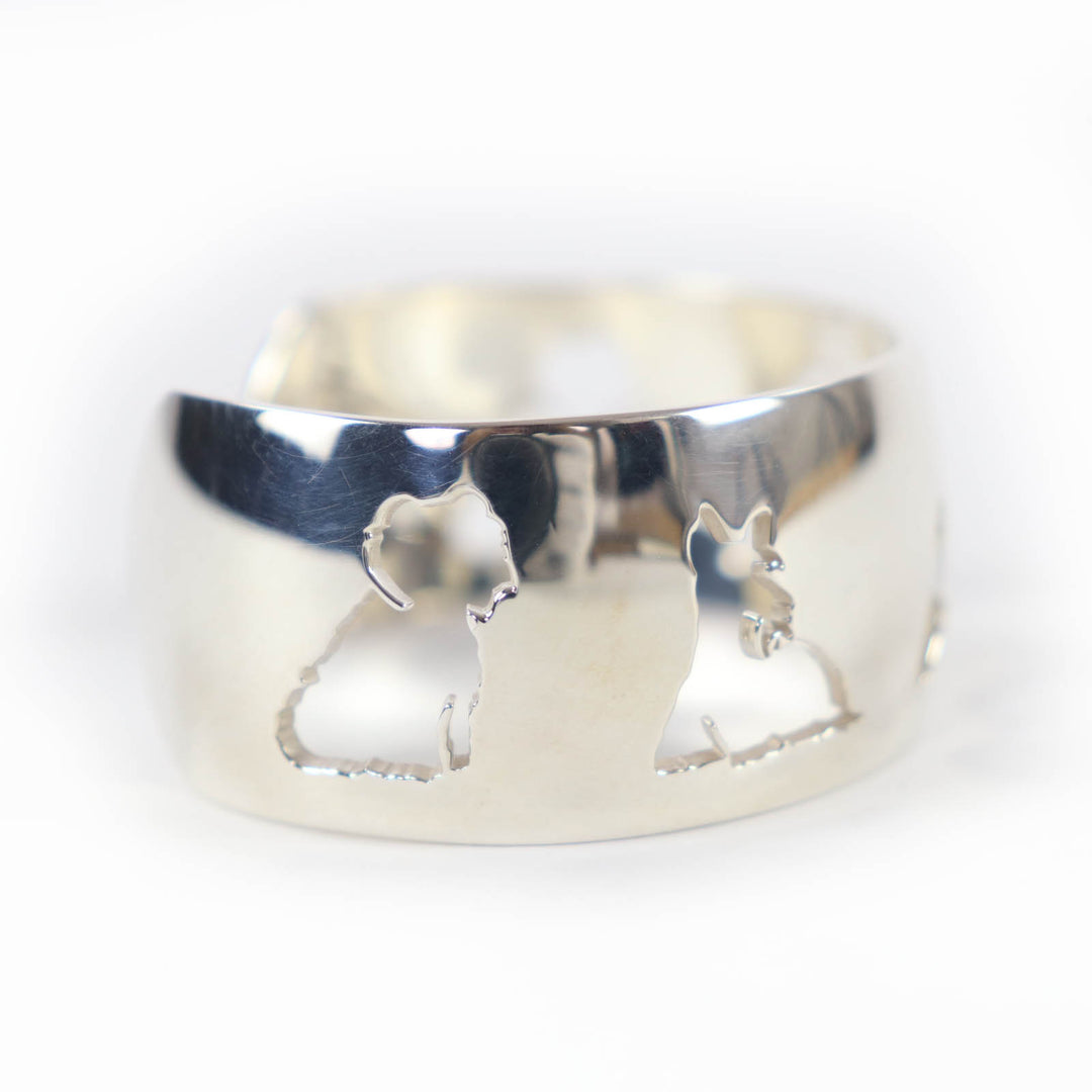 Great HERMES Bangle Dog design accessory bracelet Silver 925 Women