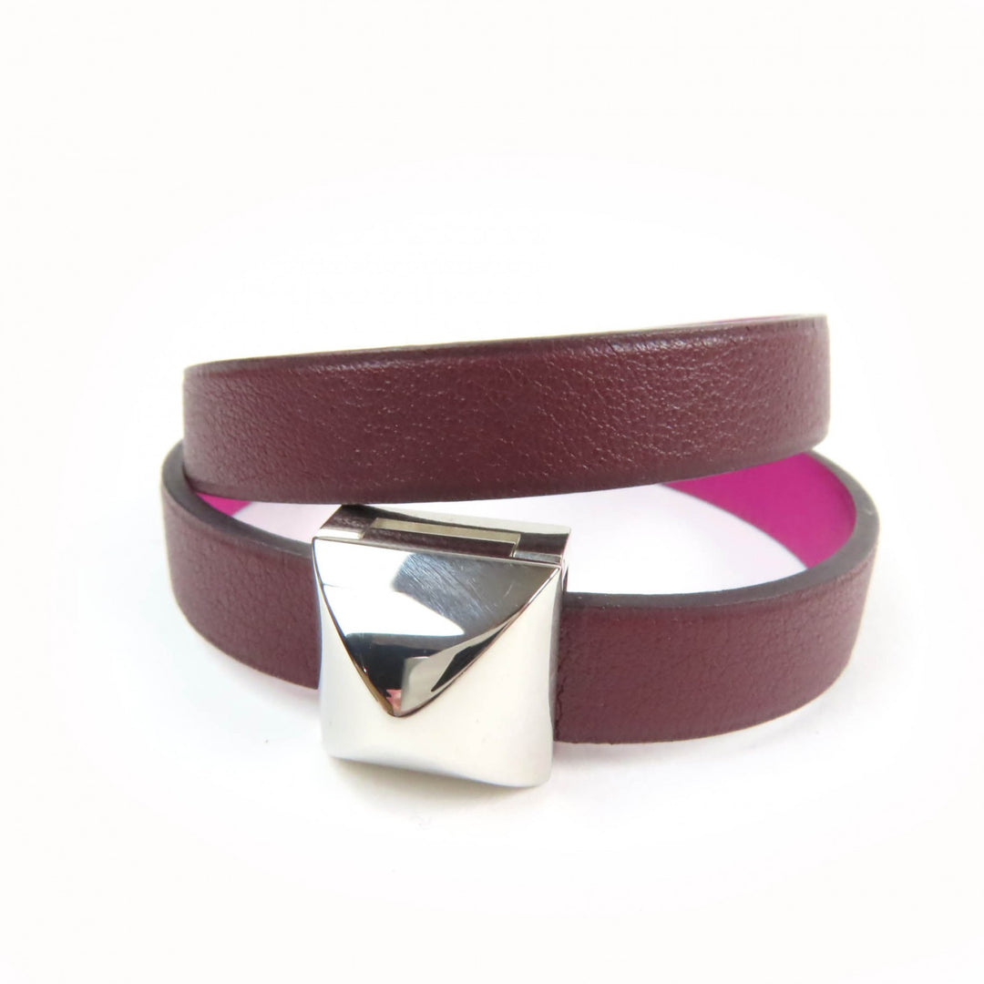 Excellent HERMES bracelet Medor Infinie Double Tour Bracelet purple leather