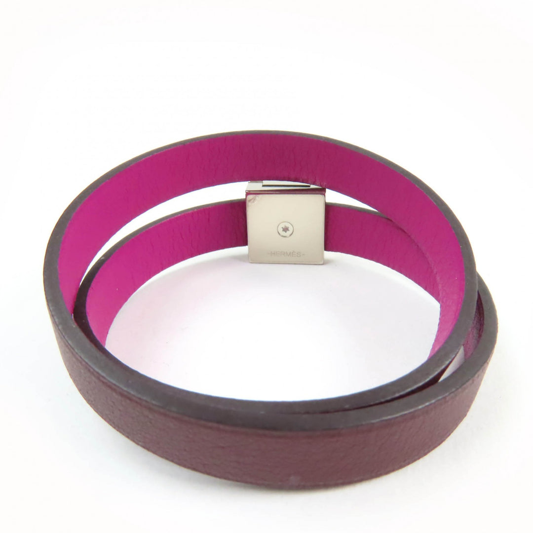 Excellent HERMES bracelet Medor Infinie Double Tour Bracelet purple leather