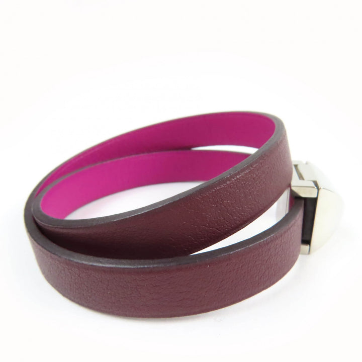 Excellent HERMES bracelet Medor Infinie Double Tour Bracelet purple leather