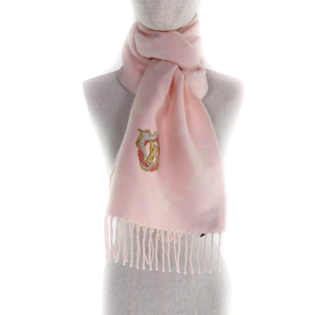 Great LOUIS VUITTON Scarf Pink off-white wool Women M79522