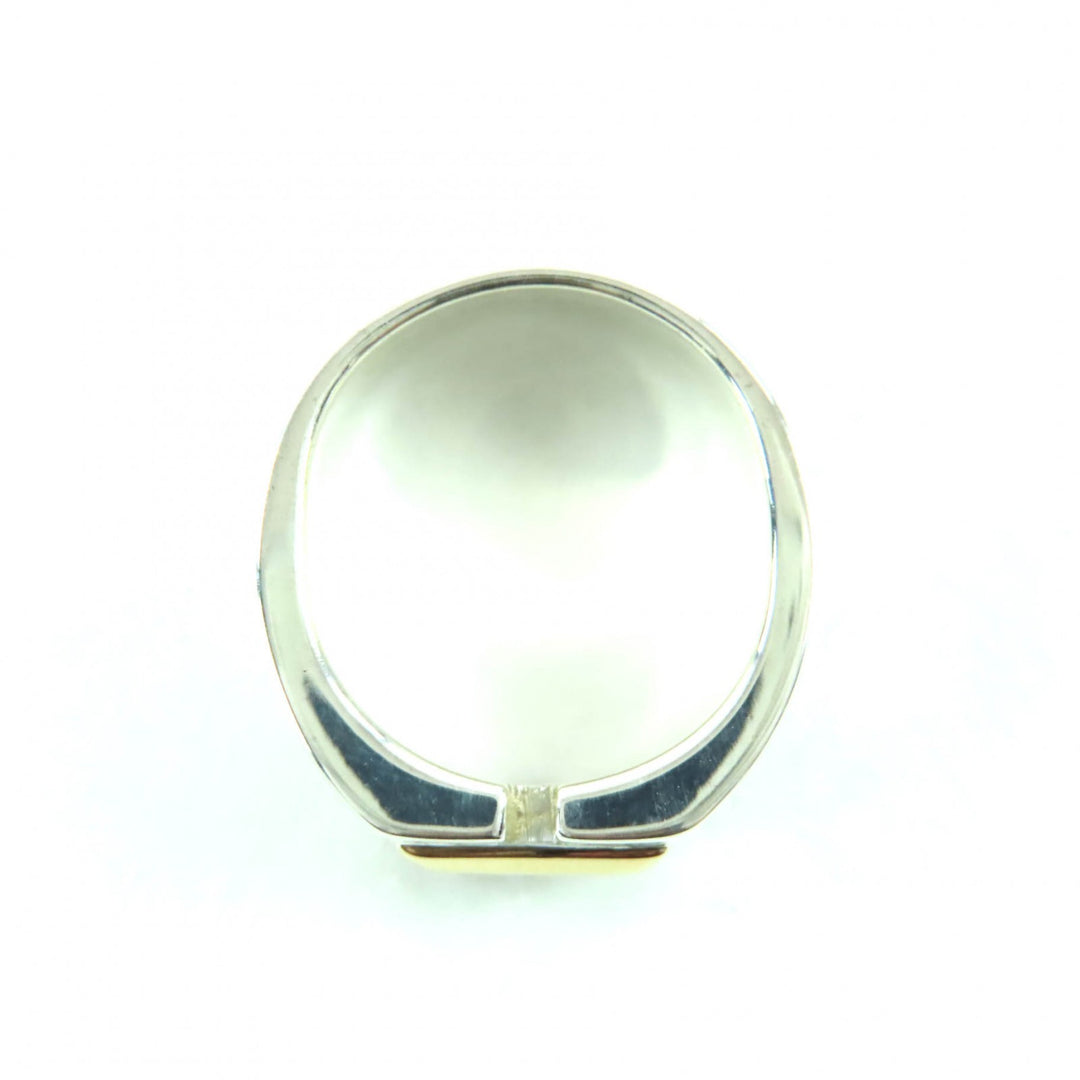 Excellent HERMES Ring Bucket Ring Silver gold 925 Women 50
